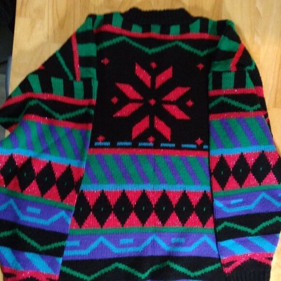 Vintage Nordic Geometric Color Block Knit Sweater - Picture 4 of 7